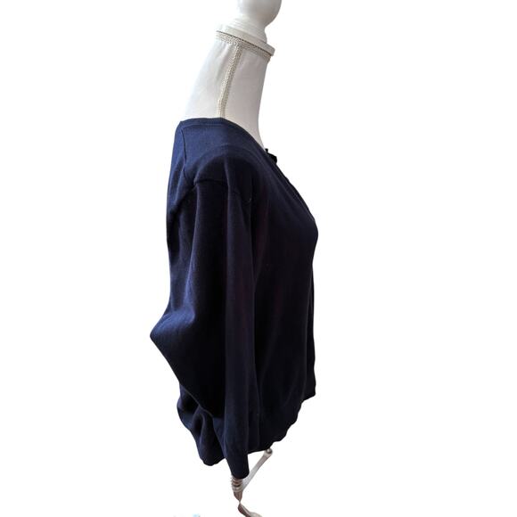 Talbots Woman Cotton Sweater Set Navy Blue 3X Plus - Picture 3 of 6